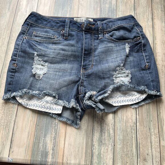 Mudd Pants - Mudd Junior Womens Shorts Size 5 Stretch Denim Jean Mid Rise Distressed Blue